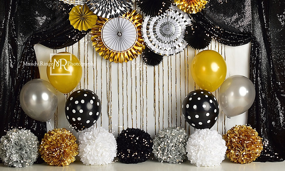 Kate Black and Gold New Year Eve Party Backdrop Designed By Mandy Ringe Photography - Kate Backdrop