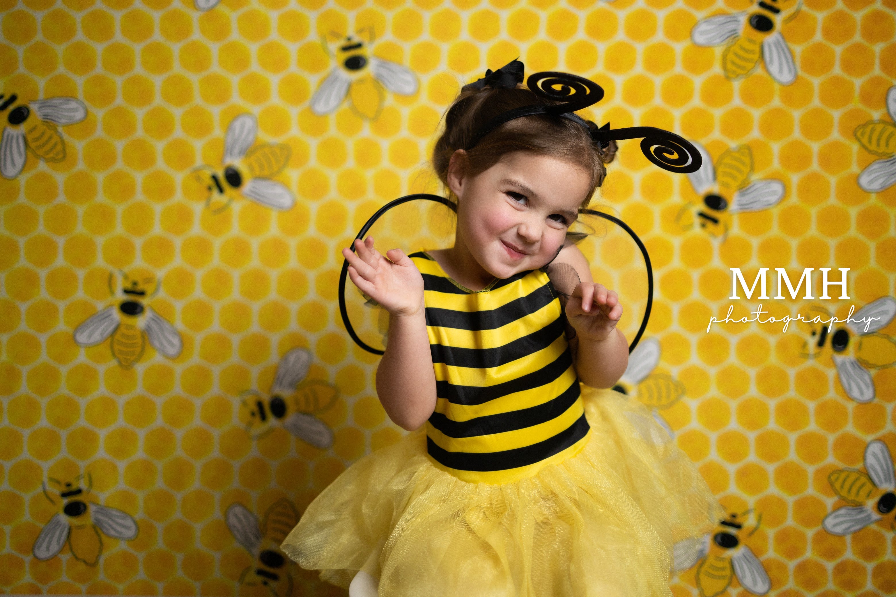 Kate BEE-Day -Yellow Bee Pattern Backdrop Designed by Melissa McCraw-Hummer