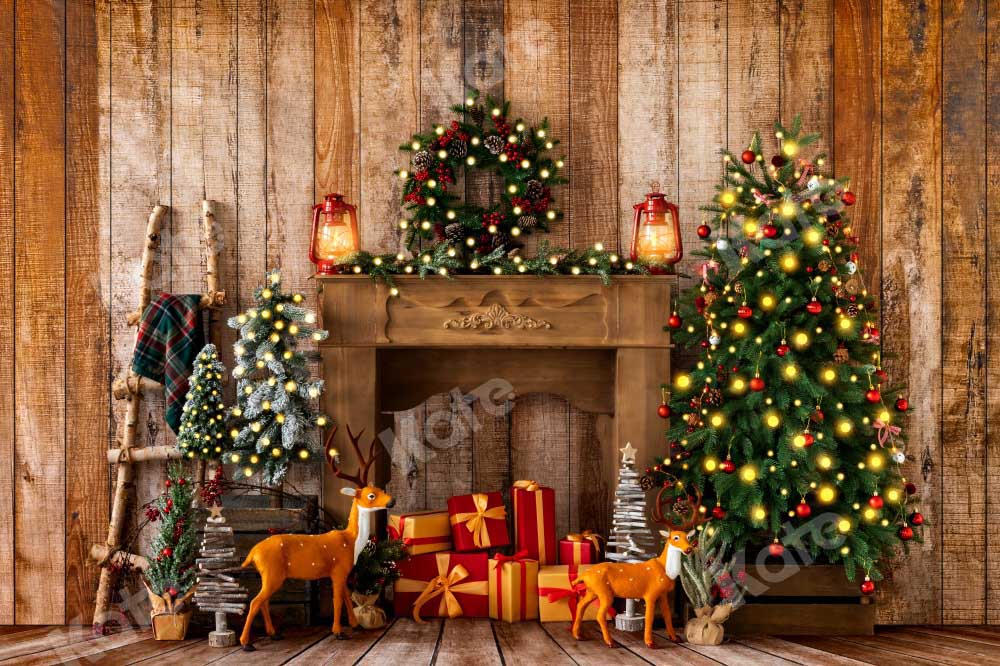 Kate Christmas Gifts Backdrop Wreath Elk Designed by Emetselch - Kate Backdrop