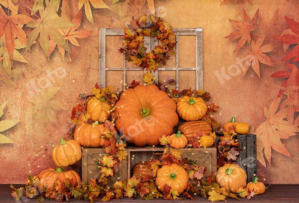 Kate Fall Pumpkin Backdrop Leaves Designed by Emetselch