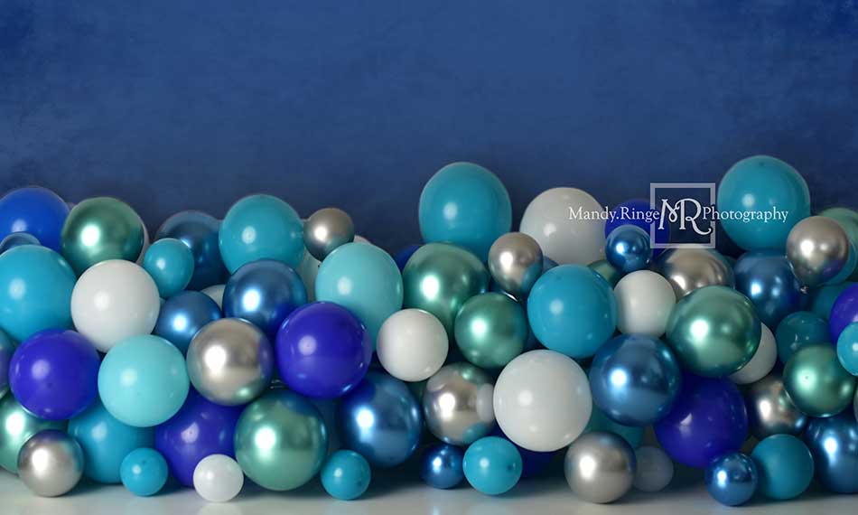 Kate Cake Smash Backdrop Blue Balloon Designed by Mandy Ringe Photography - Kate Backdrop
