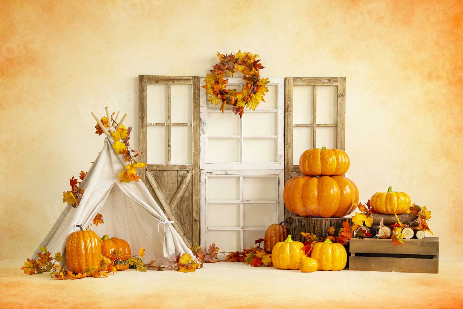 Kate Fall Harvest Backdrop Pumpkin White Tent for Photography - Kate Backdrop