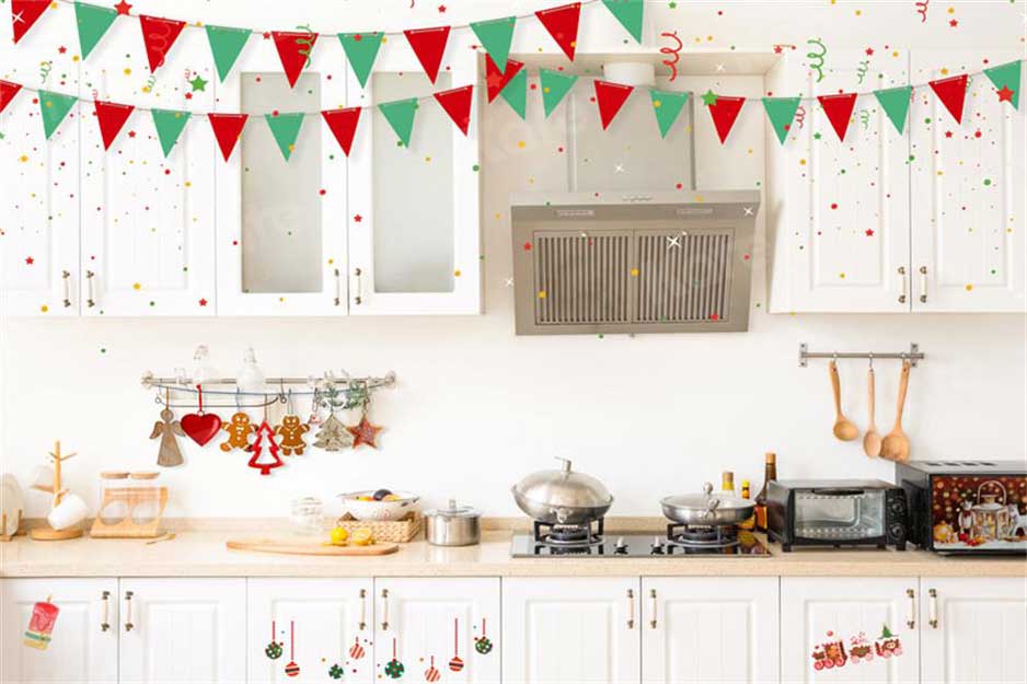 Kate Christmas Kitchen Backdrop Closet for Photography
