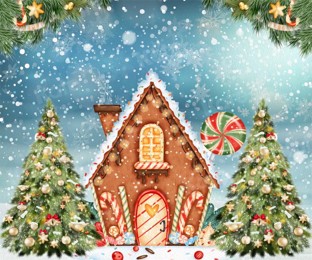 Kate Christmas Oil Painting Backdrop Candy House for Photography - Kate Backdrop