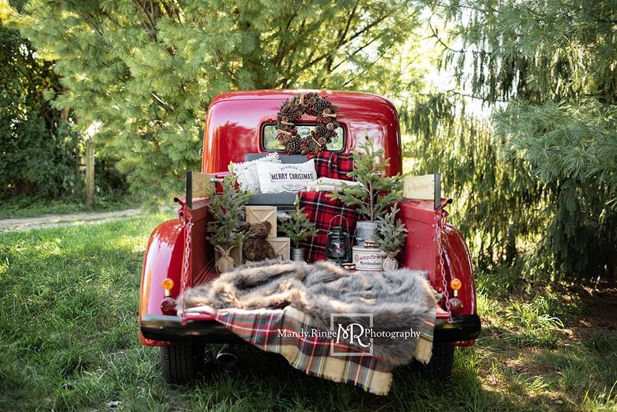 Kate Red Christmas Truck Backdrop Designed by Mandy Ringe Photography - Kate Backdrop