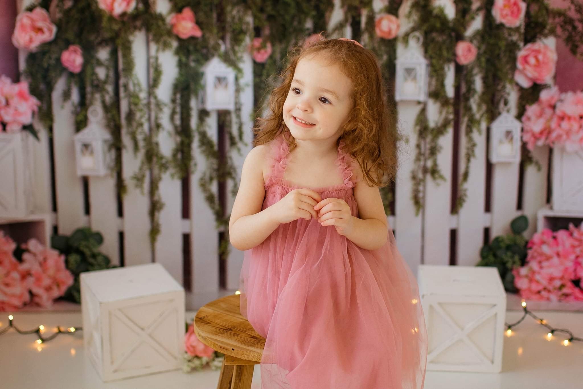 Kate Spring/Mother's Day Pink Floral IVY Fence Backdrop Designed by Lisa B - Kate Backdrop