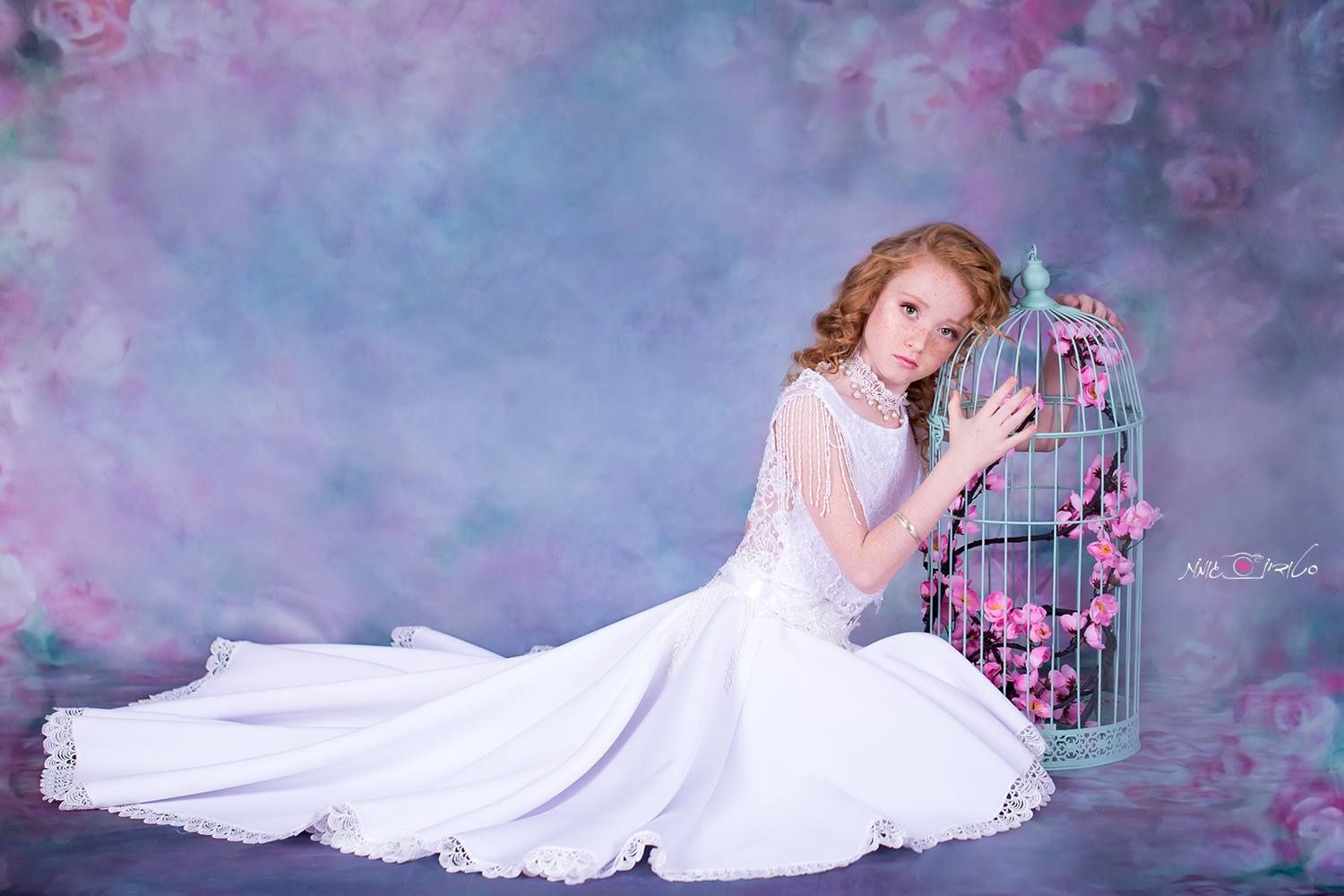 a girl's photo with Kate Pink Flowers for Portrait Photography Backdrops