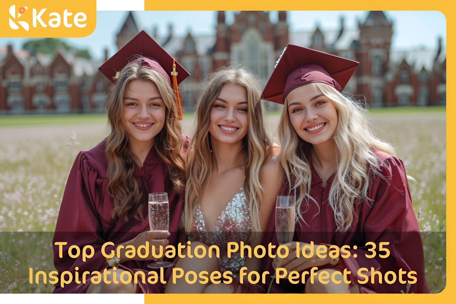 Three girls takes photo for their graduation day 