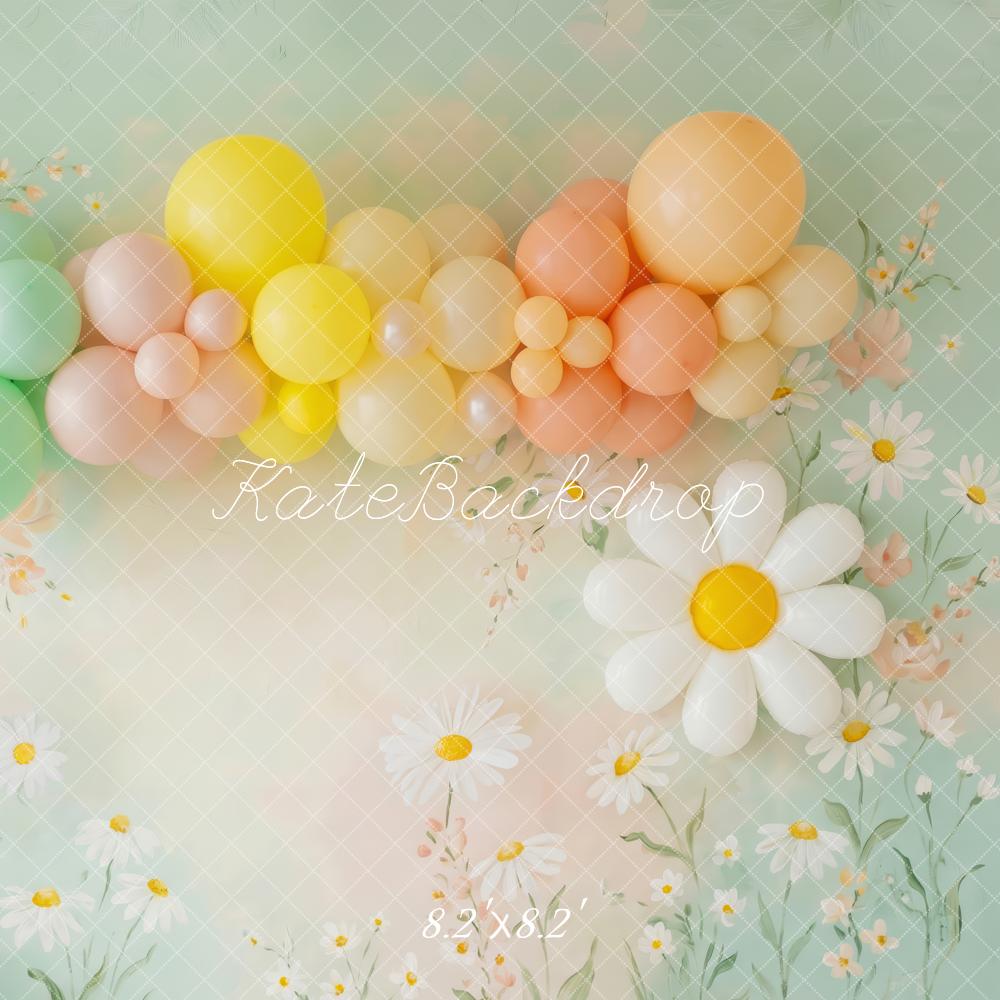 Kate Summer Daisy Pastel Balloon Garland Flowers Printed Backdrop Designed by Patty Roberts