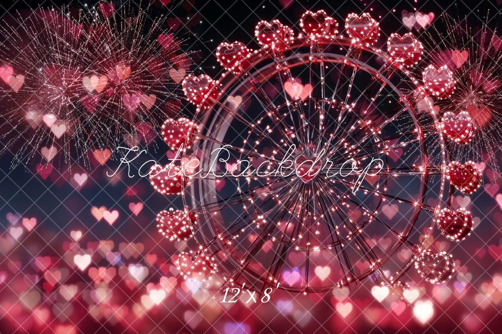 TEST Kate Valentine's Day Ferris Wheel Fireworks Red Hearts Backdrop Designed by Emetselch