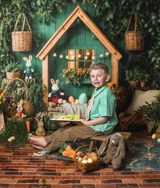 Easter Bunny House Basket Blanket Foto Achtergrond Designed by Emetselch