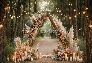 Boho Bos Bruiloft Bloemen Boog Foto Achtergrond Designed by Emetselch