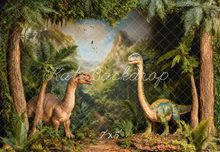 Kate Dinosaur Jungle Forest Printed Backdrop Designed by Emetselch