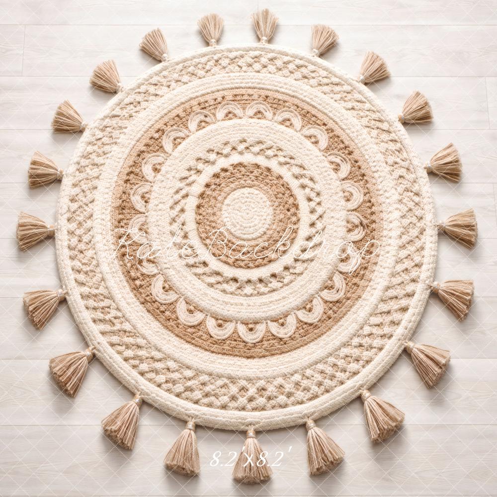 Kate Boho Round Crochet Rug Floor Printed Backdrop Designed by Vertigo Productions