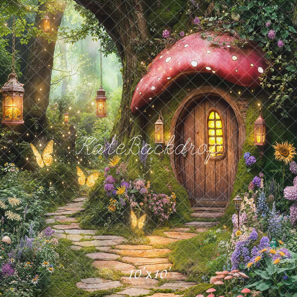 Kate Fairy Fantasy Mushroom House Stone Path Forest Backdrop Designed by Chain Photography