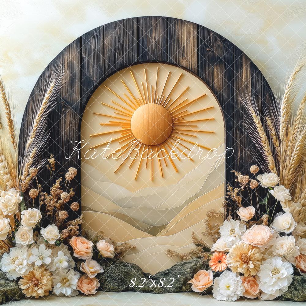 Kate Boho Sunburst Floral Arch Backdrop Designed by Mini MakeBelieve