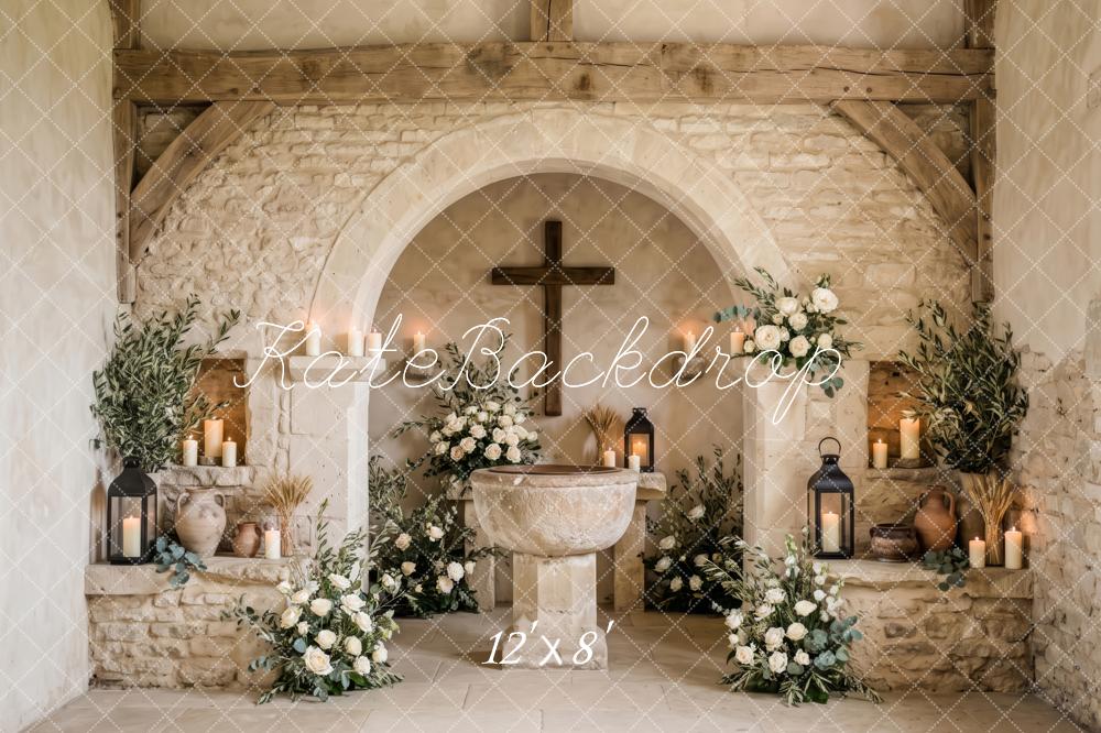 Kate Easter Rustic Floral Chapel Altar Printed Backdrop Designed by Patty Roberts