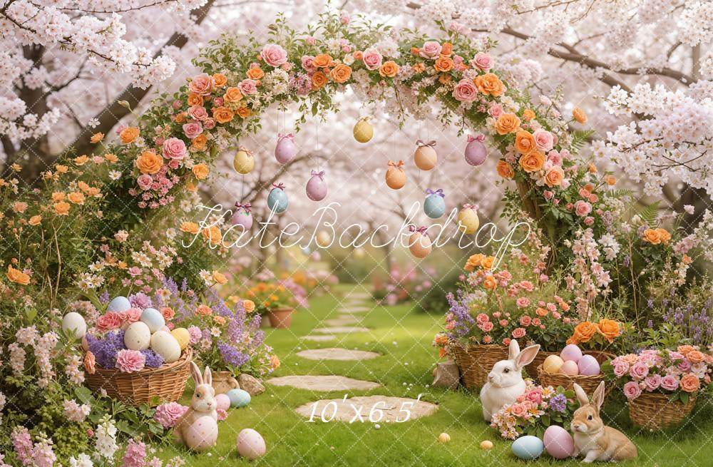 Kate Easter Bunny Flower Arch Pastel Eggs Garden Backdrop Designed by Emetselch