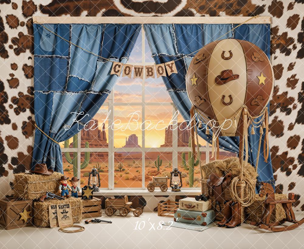 Kate Western Cowboy Hot Air Balloon Western Desert Scene Backdrop Designed by Emetselch