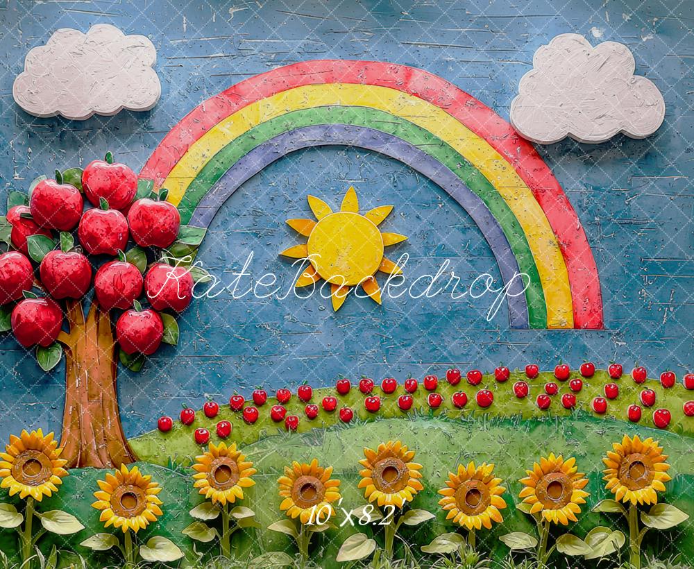 Fresco de pared de graduación de Escuela Arcoíris Girasol Manzana Diseñado por Mini MakeBelieve