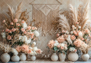 Kate Boho Floral Macrame Printed Backdrop Designed by Emetselch