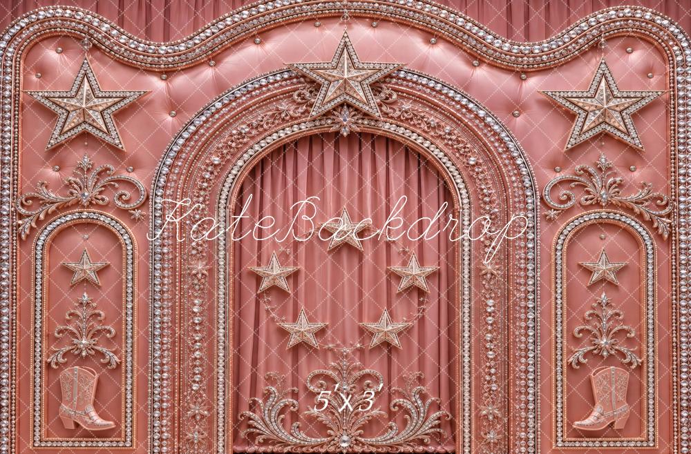 Kate Western Star Arch Cowboy Boots Pink Printed Backdrop Designed by Vertigo Productions