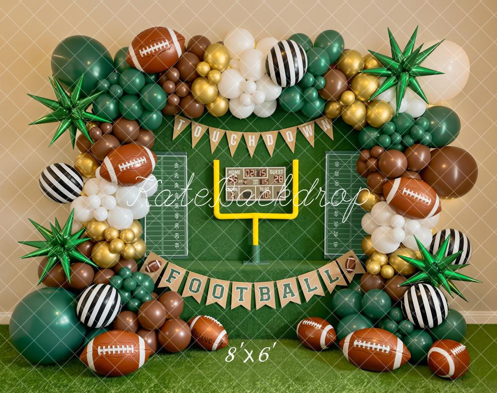 Kate Cake Smash Football Balloon Arch Goal Post Scoreboard Green Backdrop Designed by Emetselch
