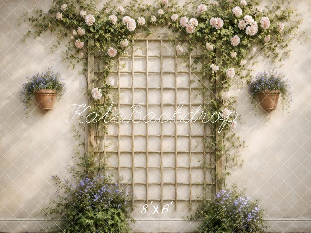 Kate Spring Floral Trellis Garden Wall Printed Backdrop Designed by Vertigo Productions
