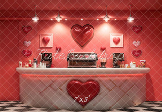 Kate Valentine Coffee Bar Red Heart Printed Backdrop Designed by Emetselch