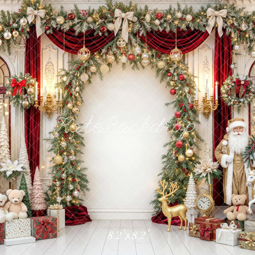 Kate Christmas Santa Nutcracker Arch Garland Gift Printed Backdrop Designed by Mini MakeBelieve