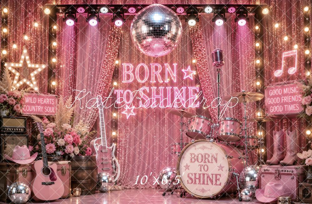 Kate Country Music Pink Disco Ball Stage Printed Backdrop Designed by Ashley Paul
