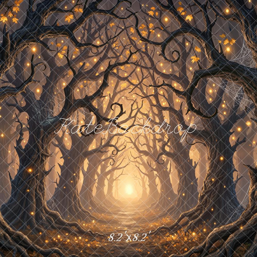 Kate Halloween Twisted Trees Forest Path Printed Backdrop Designed by Mini MakeBelieve