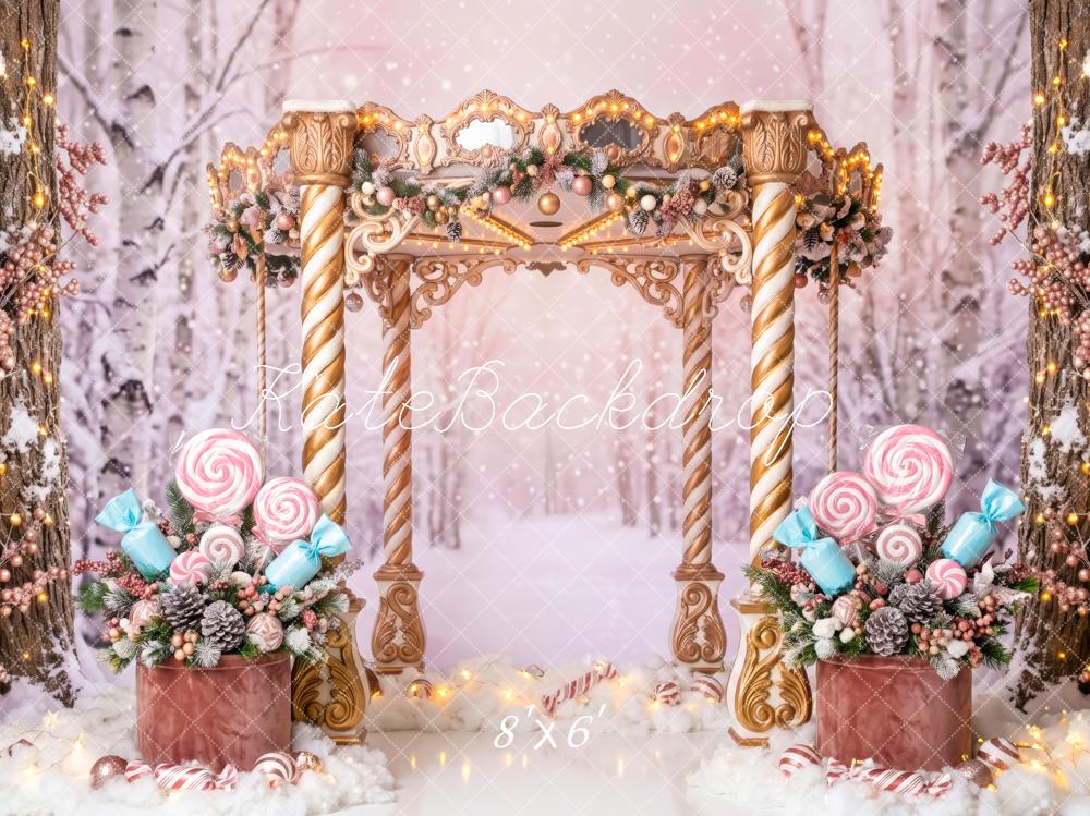 Kate Christmas Gateway Candy Snowy Forest Printed Backdrop Designed by Patty Roberts