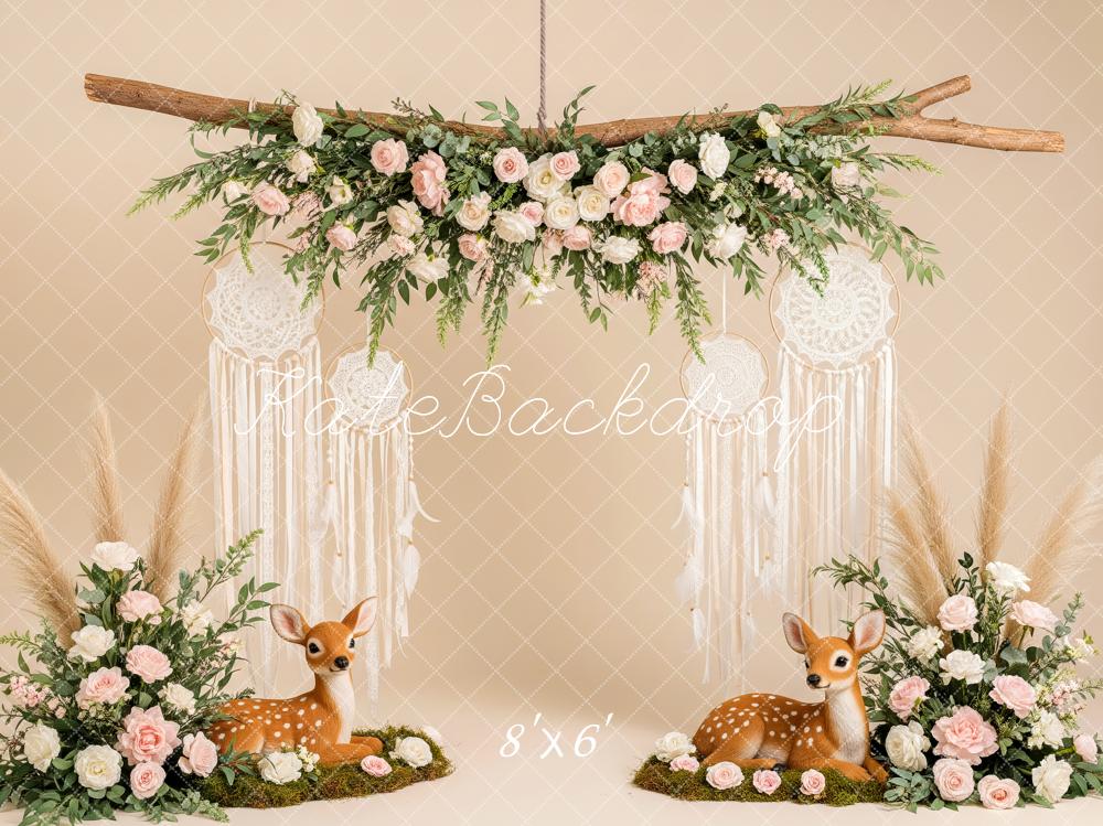 Kate Mother's Day Boho Flower Arch Deer Floral Dreamcatcher Backdrop Designed by Patty Roberts