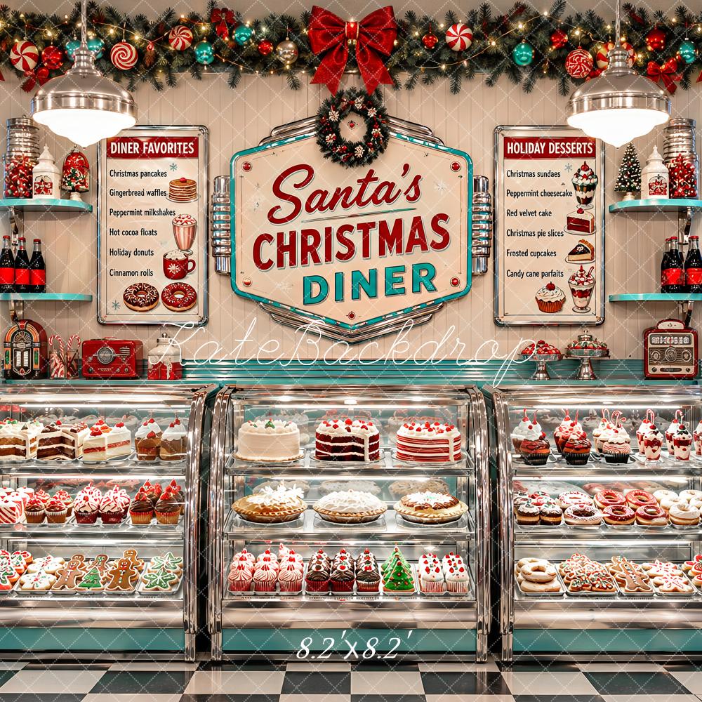 Kate Christmas Retro Diner Dessert Counter Printed Backdrop Designed by Ashley Paul