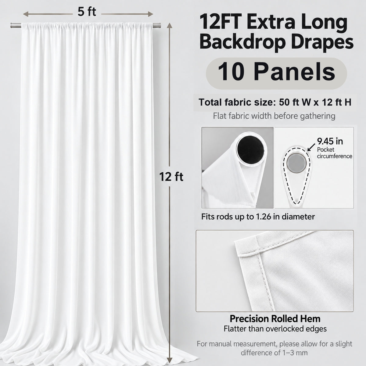 Kate 5X12ft LuxeFlow Heavyweight Backdrop Drapes