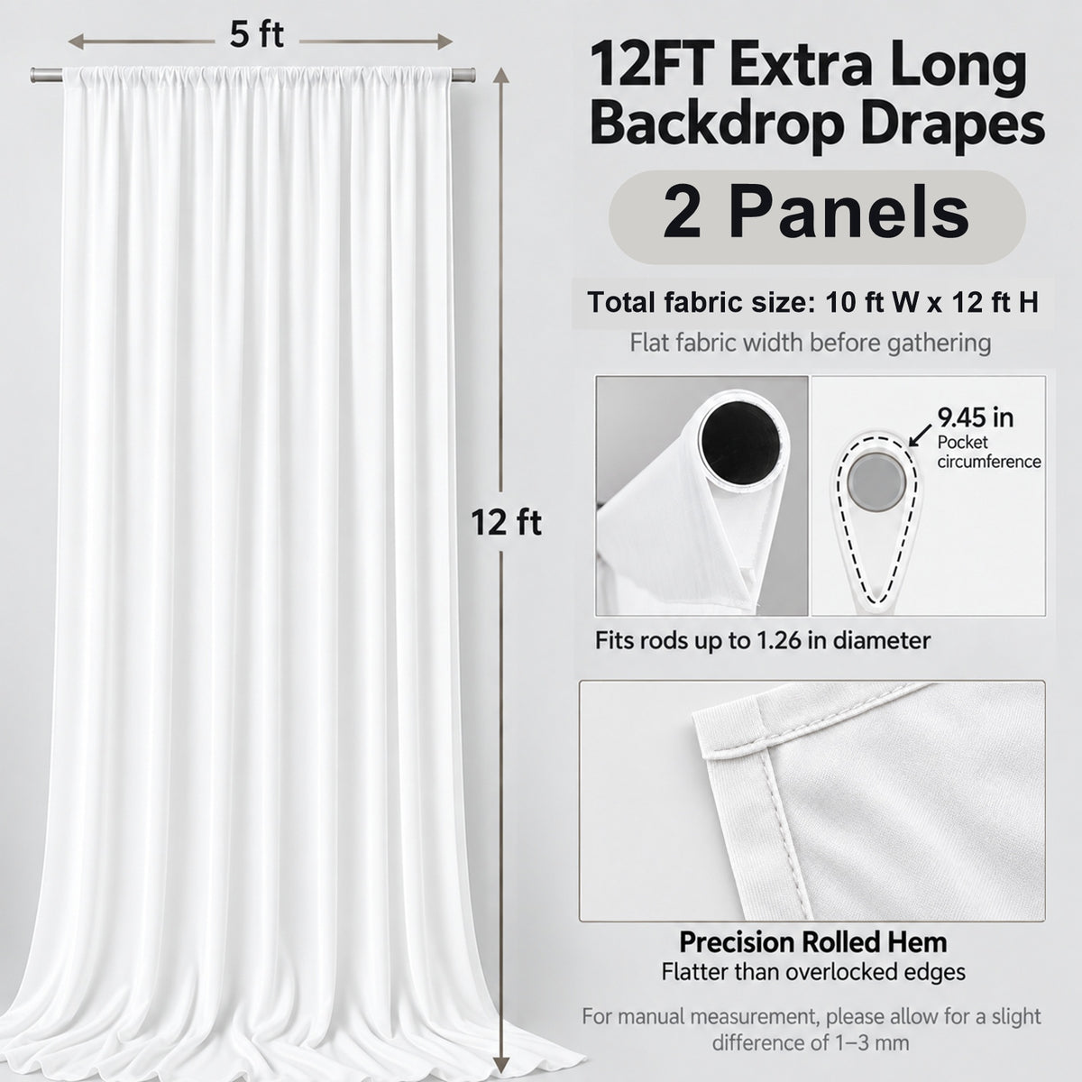 Kate 5X12ft LuxeFlow Heavyweight Backdrop Drapes