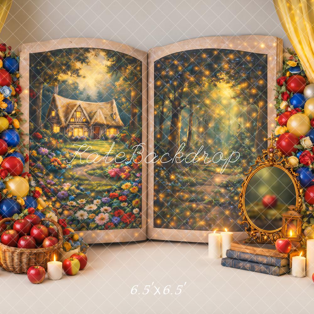 Kate Christmas Cake Smash Princess Golden Storybook Cottage Balloon Arch  Printed Backdrop Designed by Ashley Paul