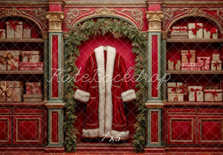 Kate Christmas Santa Coat Closet Gifts Printed Backdrop Designed by Patty Roberts