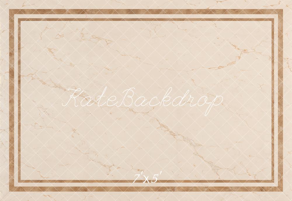 Kate Beige Marble Border Floor Printed Backdrop Designed by Emetselch