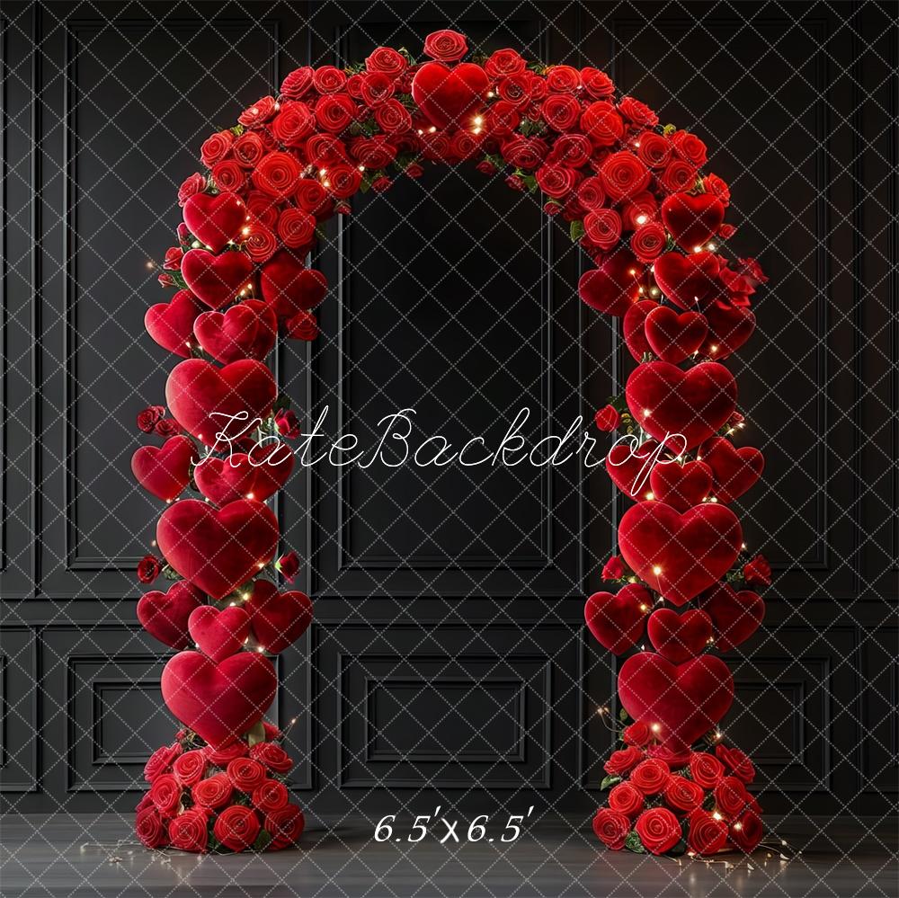 Backdrop a arco a cuore con rose rosse valentini