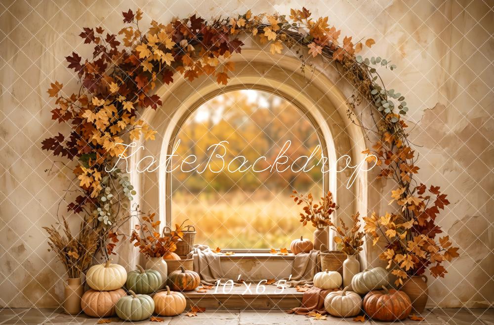 Kate Fall Foliage Pumpkin Arch Abstract Wall Printed Backdrop Designed by Patty Roberts
