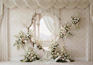 Kate Mother's Day Flower Arch Balcony Columns Printed Backdrop Designed by Mini MakeBelieve