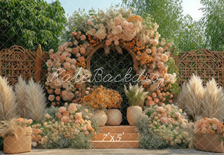 Boho Bloemenboog Trouwen Foto Achtergrond Designed by Mini MakeBelieve