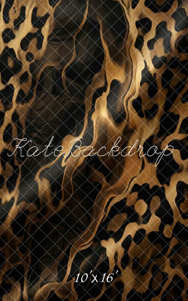 Kate Sweep Abstract Leopard Print Black Gold Printed Backdrop Designed by Patty Roberts