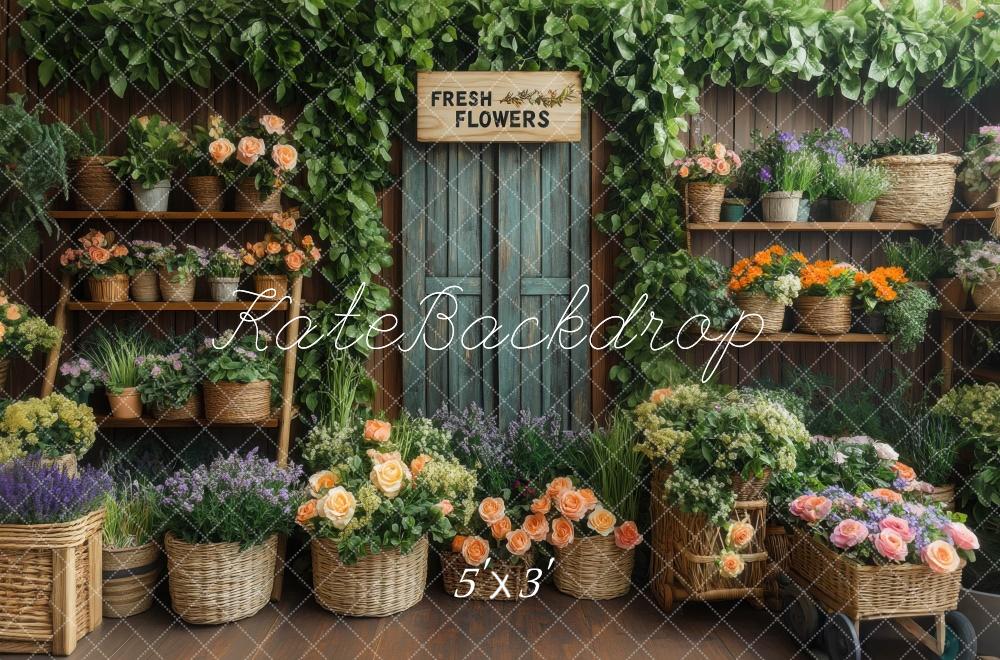 Tienda de Flores de Primavera Fondo Rústico Diseñado por Mini MakeBelieve
