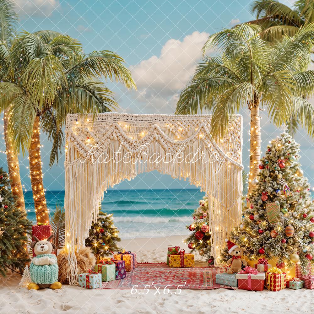 Kate Christmas Beach Boho Palm Trees Macrame Arch Gifts Backdrop Designed by Emetselch