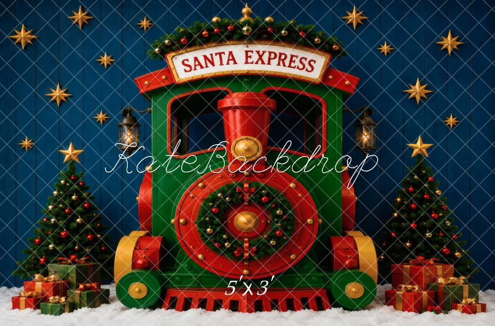 Kate Christmas Polar Train Christmas Tree Gifts Printed Backdrop Designed by Vertigo Productions