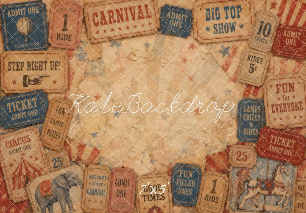 Kate Circus Carnival Vintage Tickets Printed Backdrop Designed by Vertigo Productions