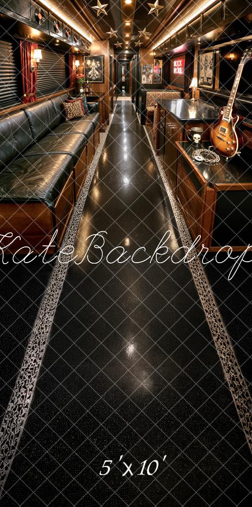Kate Sweep Black Rock Tour Bus Guitar Interior Printed Backdrop Designed by Mini MakeBelieve